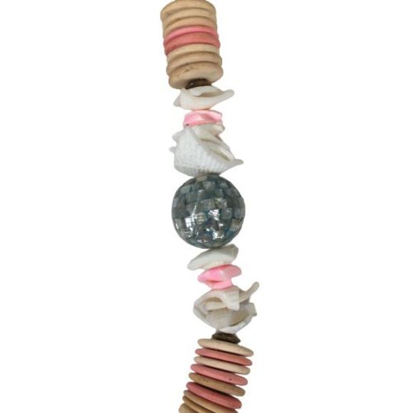 Coconut Shell Wood Bead Necklace 24" Handmade Lg Chunky Boho VTG Statement Pink - Picture 6 of 8